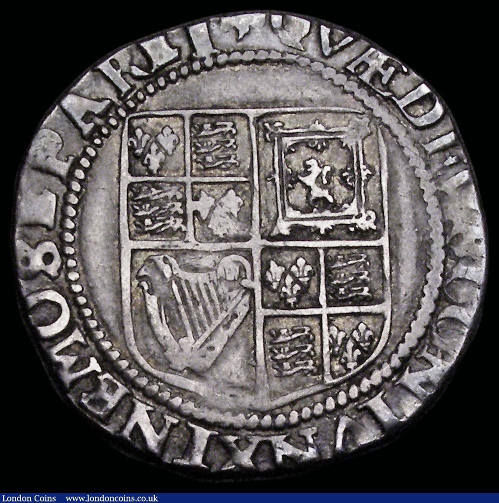 London Coins : A192 : Lot 879 : Shilling James I Third Coinage Sixth Bust S.2668 mintmark Lis VF with one old scratch obverse (4.95 ...