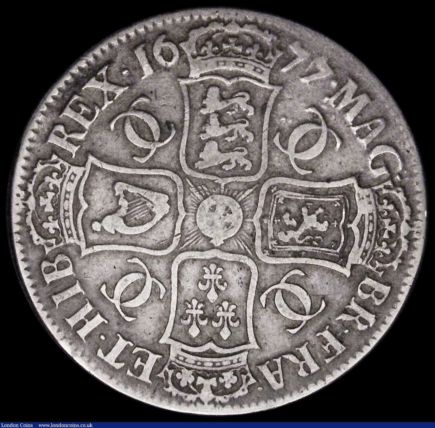 London Coins : A192 : Lot 918 : Crown 1677 7 over 6 ESC 53 Fine