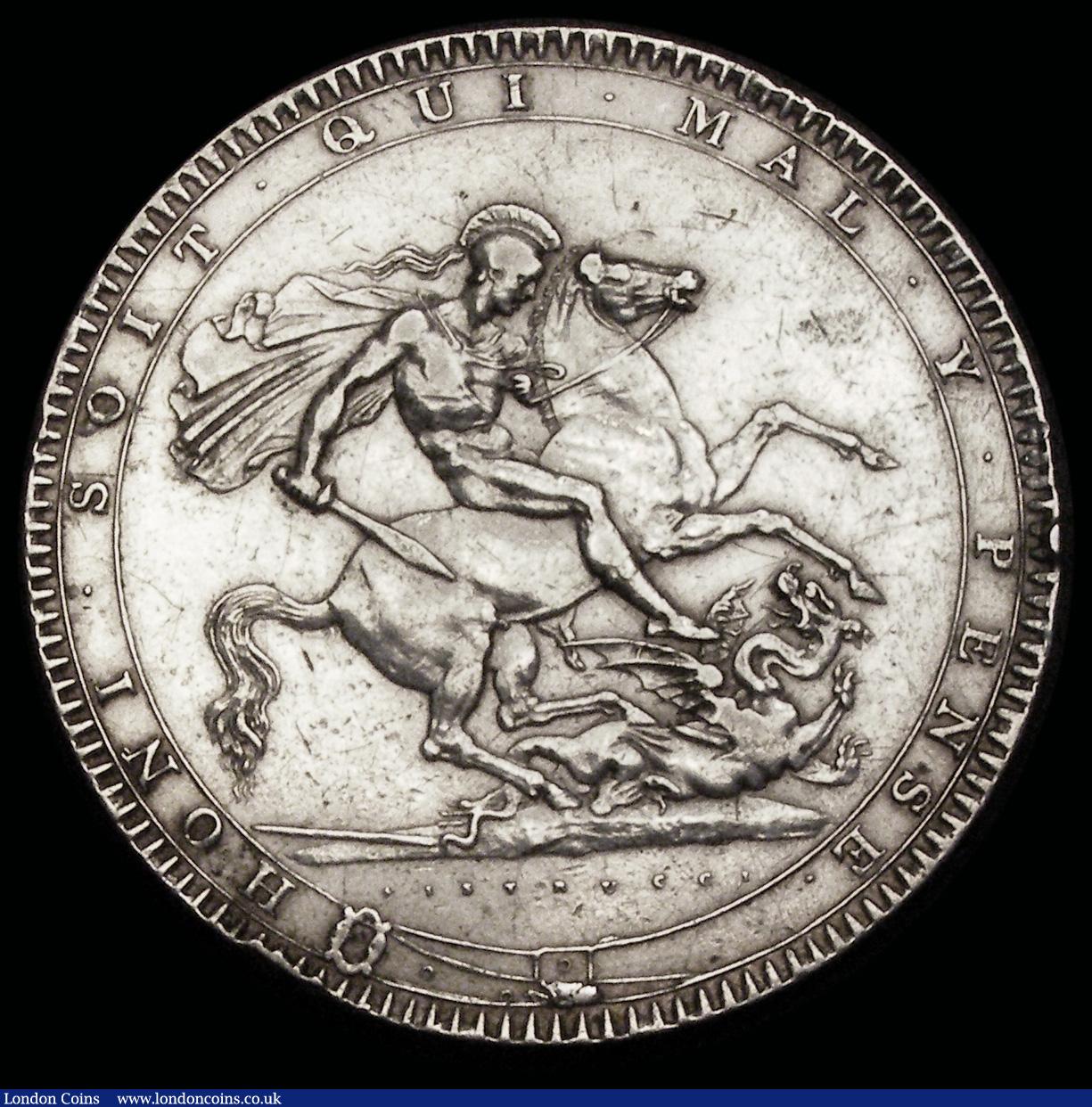 London Coins : A192 : Lot 927 : Crown 1819 LX ESC 216 EF once cleaned with some scuffs and nicks in the fields also with attempted p...
