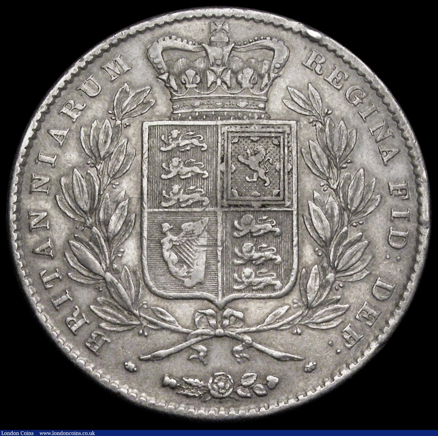 London Coins : A192 : Lot 929 : Crown 1844 Star Stops on edge ESC 280, Bull 2561 Bright aVF the rarer of the two edge types