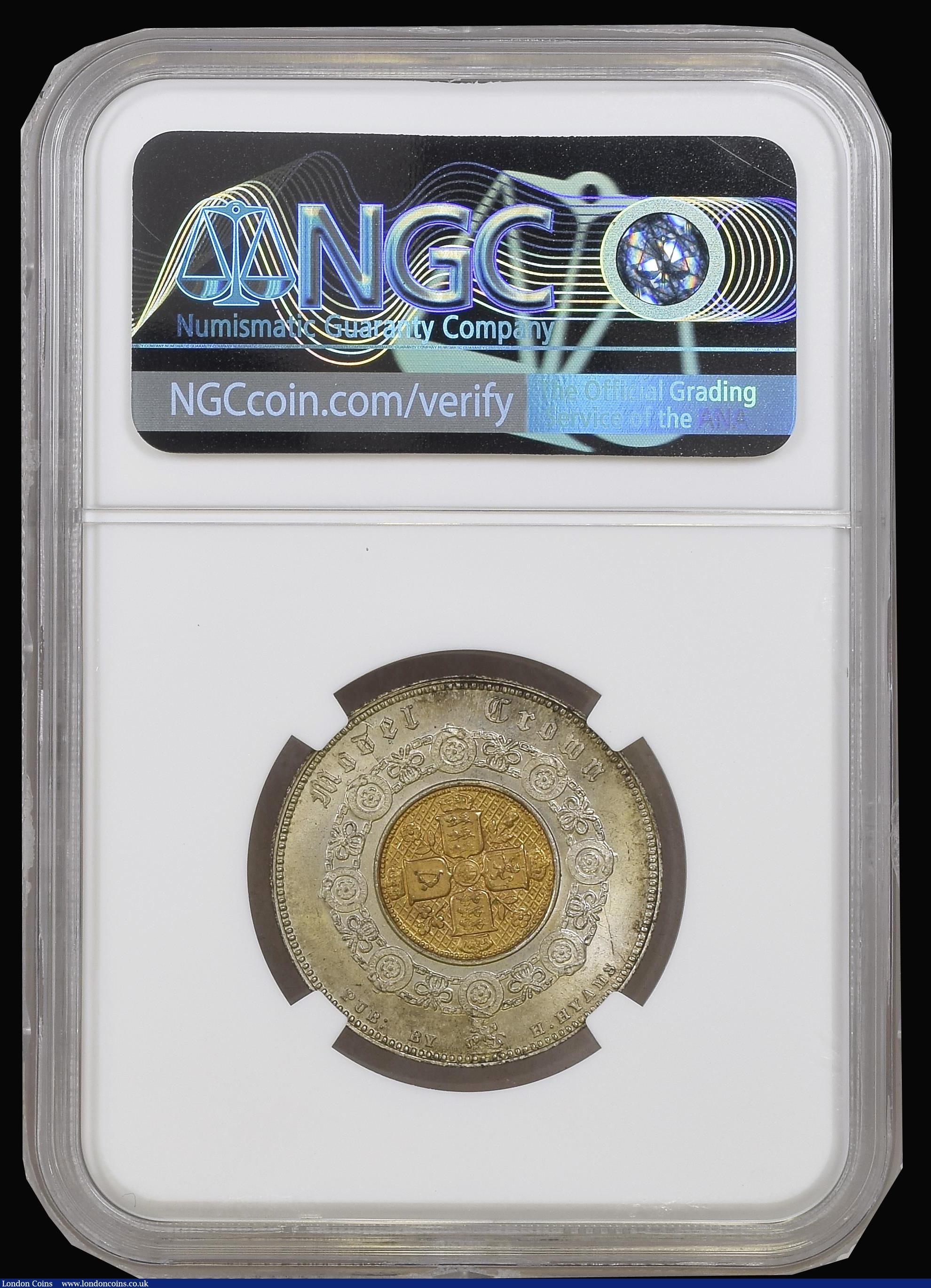 London Coins : A192 : Lot 939 : Crown 1848 Bi-Metallic Model by H Hyams Silvered and Gilt Copper listed in Krause Unusual World Coin...