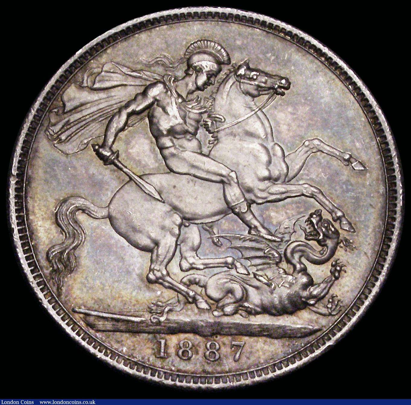 London Coins : A192 : Lot 941 : Crown 1887 ESC 296, Bull 2585 UNC or near so and richly toned