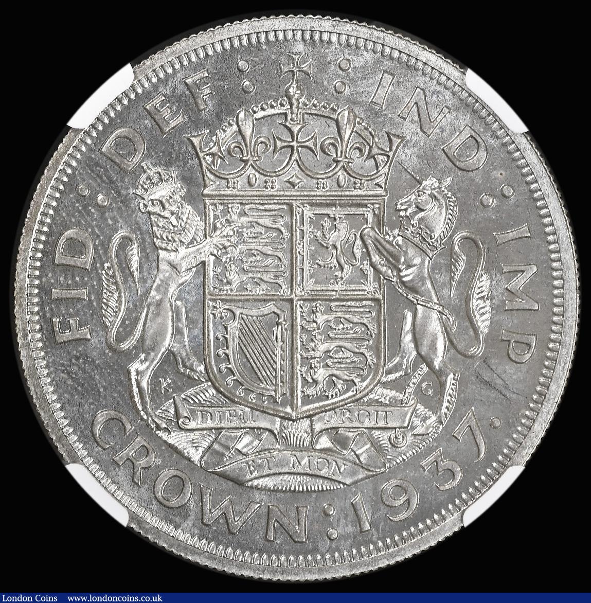 London Coins : A192 : Lot 964 : Crown 1937 Proof ESC 393, Bull 4021 NGC PF65 desirable thus