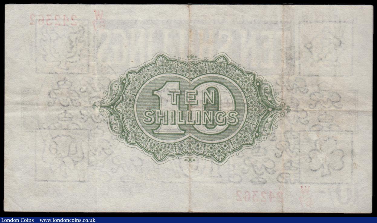 London Coins : A193 : Lot 10 : Ten Shillings Warren Fisher T33 issued 1927 last series W/67 242362, Northern Ireland in title, VF s...