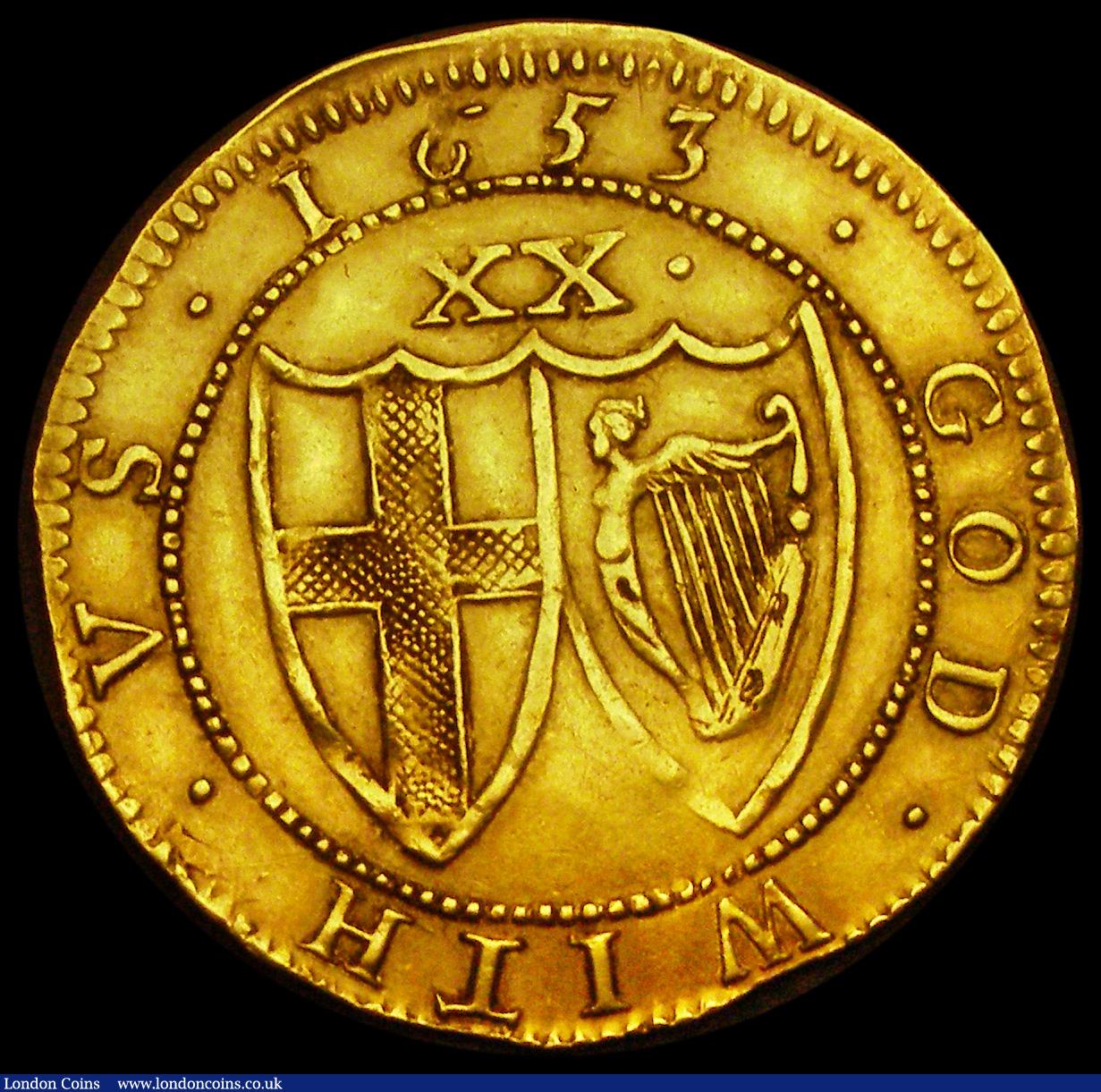 London Coins : A193 : Lot 1041 : Unite Commonwealth 1653 S.3208 mintmark Sun GVF and pleasing