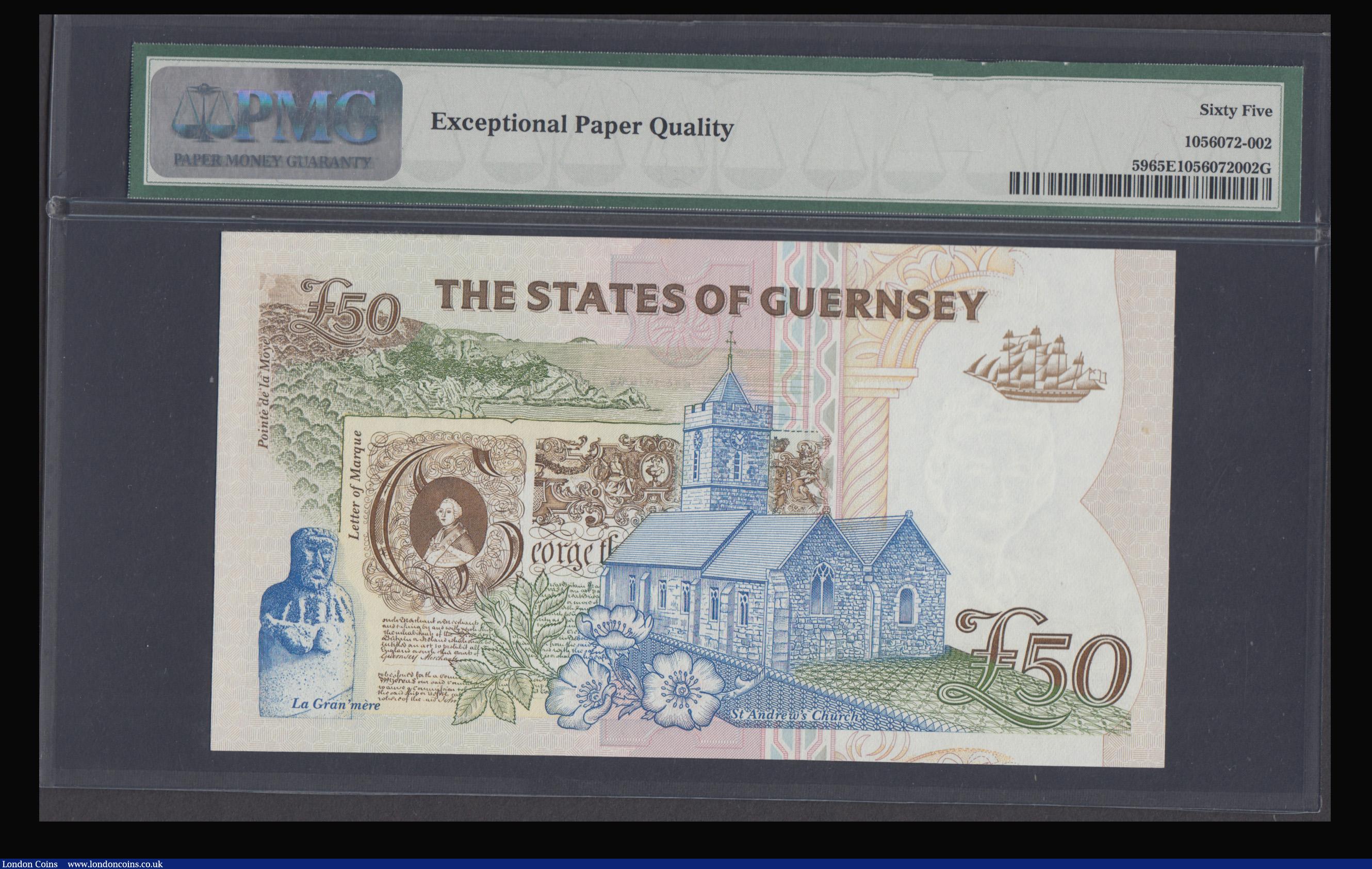 London Coins : A193 : Lot 117 : Guernsey 50 Pounds ND(1994) Pick 59 PMG 65EPQ