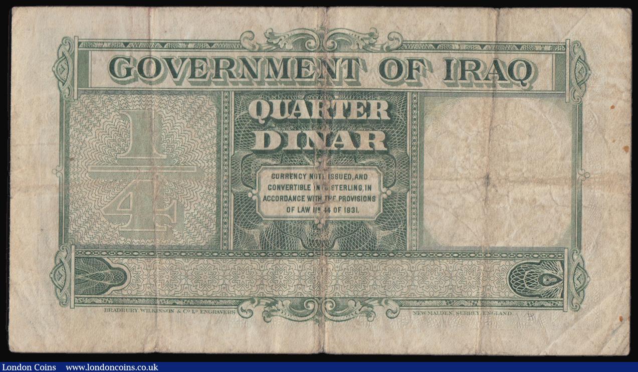 London Coins : A193 : Lot 123 : Iraq 1/4 Dinar L. 1931 (1942 issue) Lord Kennett and Ata Amin Pick 16 about Fine with some central h...