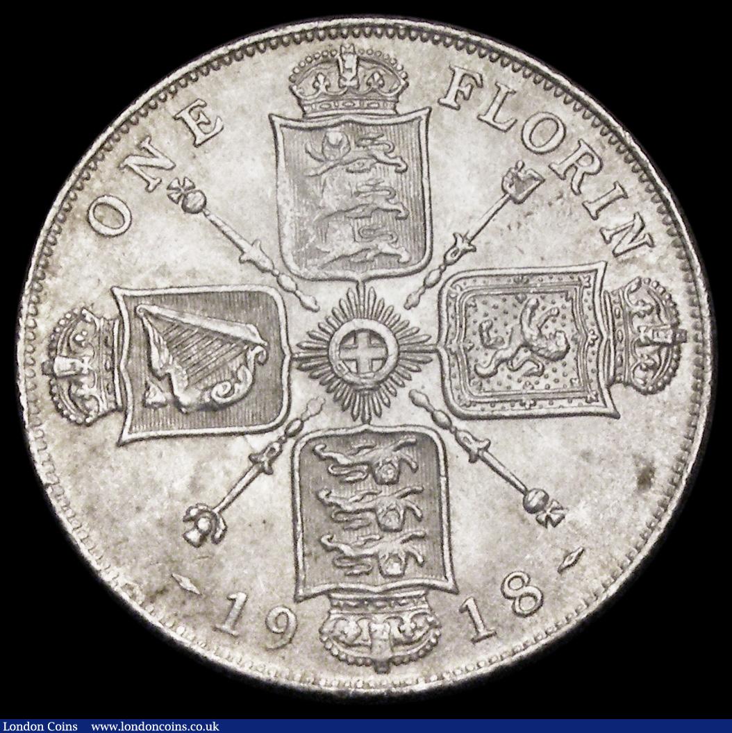 London Coins : A193 : Lot 1266 : Florin 1918 ESC 937, Bull 3763, Unc with original subdued brilliance and peripheral gold toning