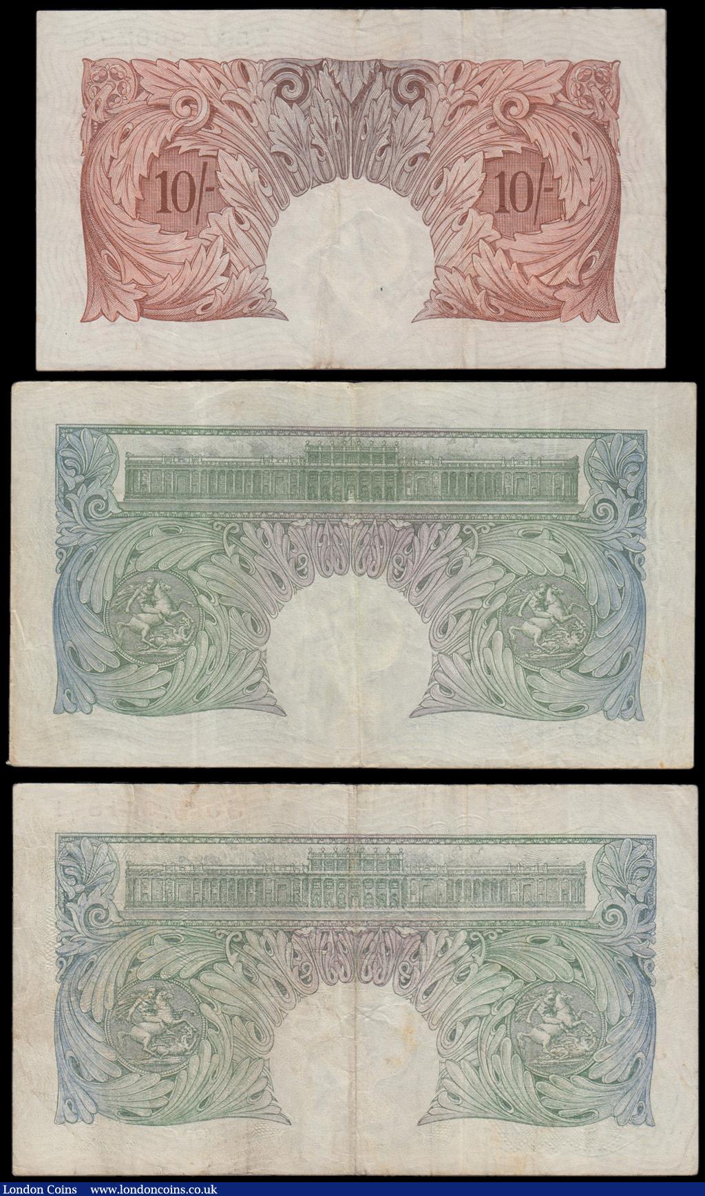London Coins : A193 : Lot 15 : One Pound Catterns B225 prefix X98 issued 1930, One Pound Beale B268 J01B prefix Fine, Ten Shillings...