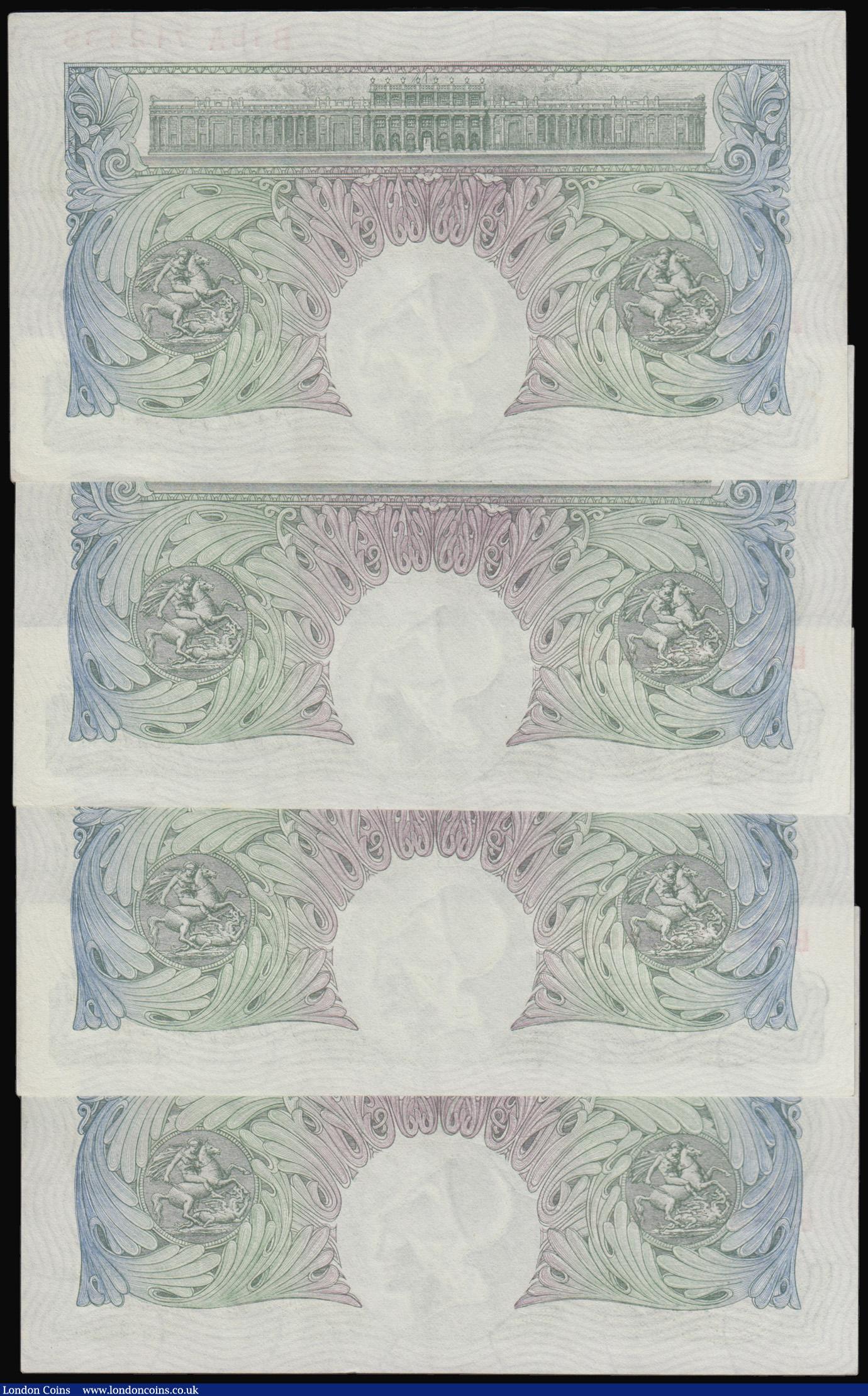 London Coins : A193 : Lot 18 : One Pound Peppiatt B239 issued 1934, consecutives (4) B15A 712436 to 712439 AU-Unc