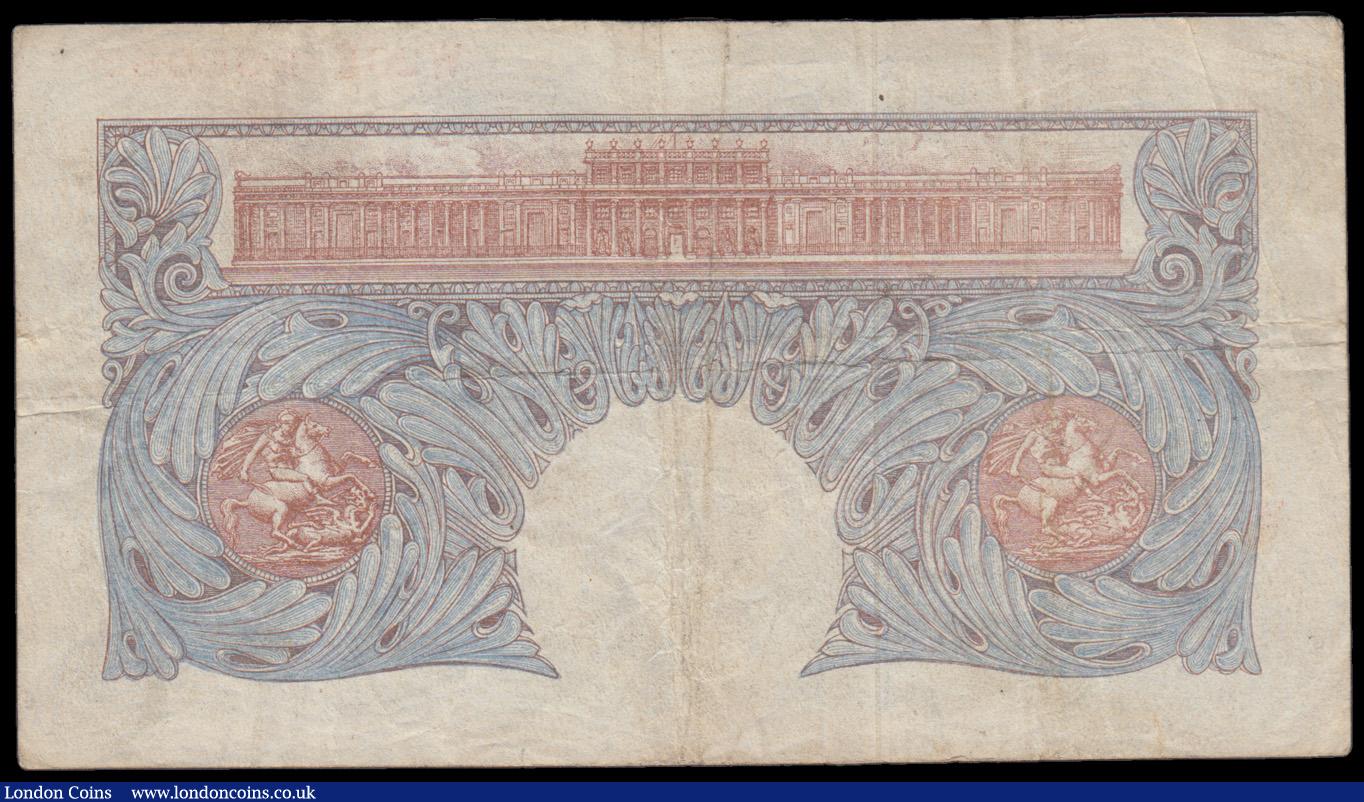 London Coins : A193 : Lot 23 : One Pound Peppiatt 1940 Emergency Blue Issue B249 mid series but very low number W20E 000087 Fine