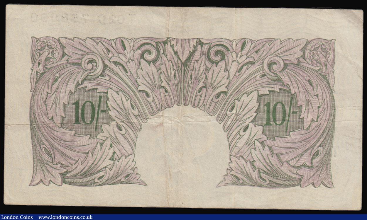 London Coins : A193 : Lot 32 : Ten Shillings Peppiatt B252 mauve emergency wartime issue 1940, replacement series T02D 758909, Pick...