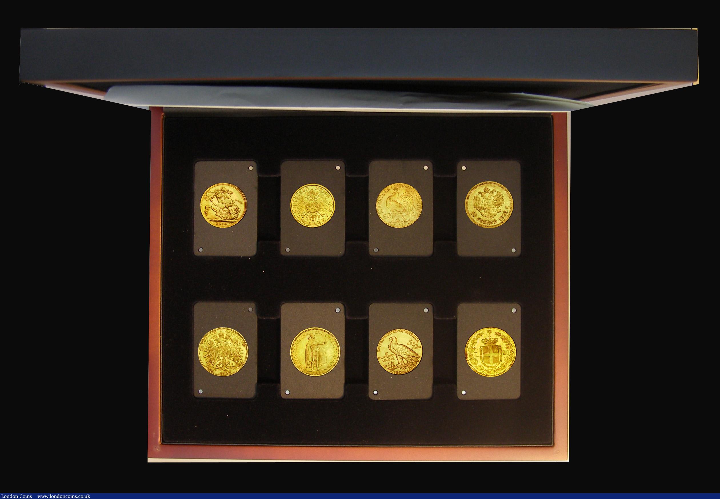 London Coins : A193 : Lot 448 : The Allied and Central Powers Prestige Gold Set (8 coin set) Great Britain Sovereign 1914 EF, Prussi...