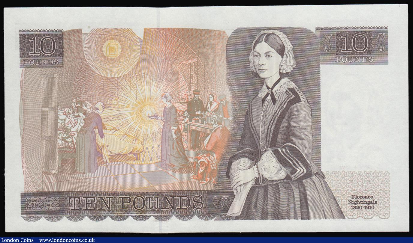 London Coins : A193 : Lot 68 : Ten Pounds QE2 pictorial and Florence Nightingale, Gill B354 Brown L Reverse Windowed Thread issued ...