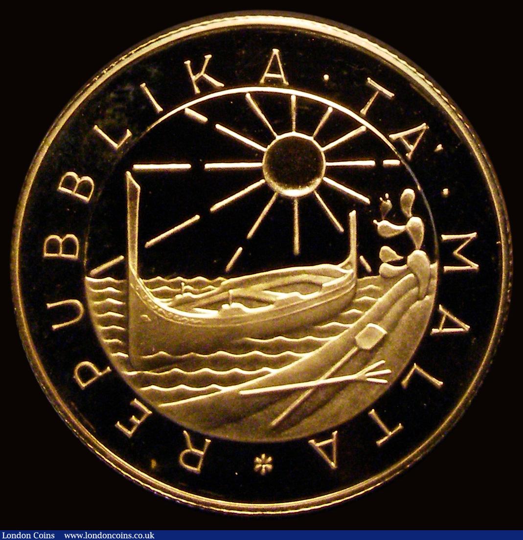 London Coins : A193 : Lot 841 : Malta 100 Liri Gold 1983 International Year of Disabled People, Obverse: Republic Emblem within circ...