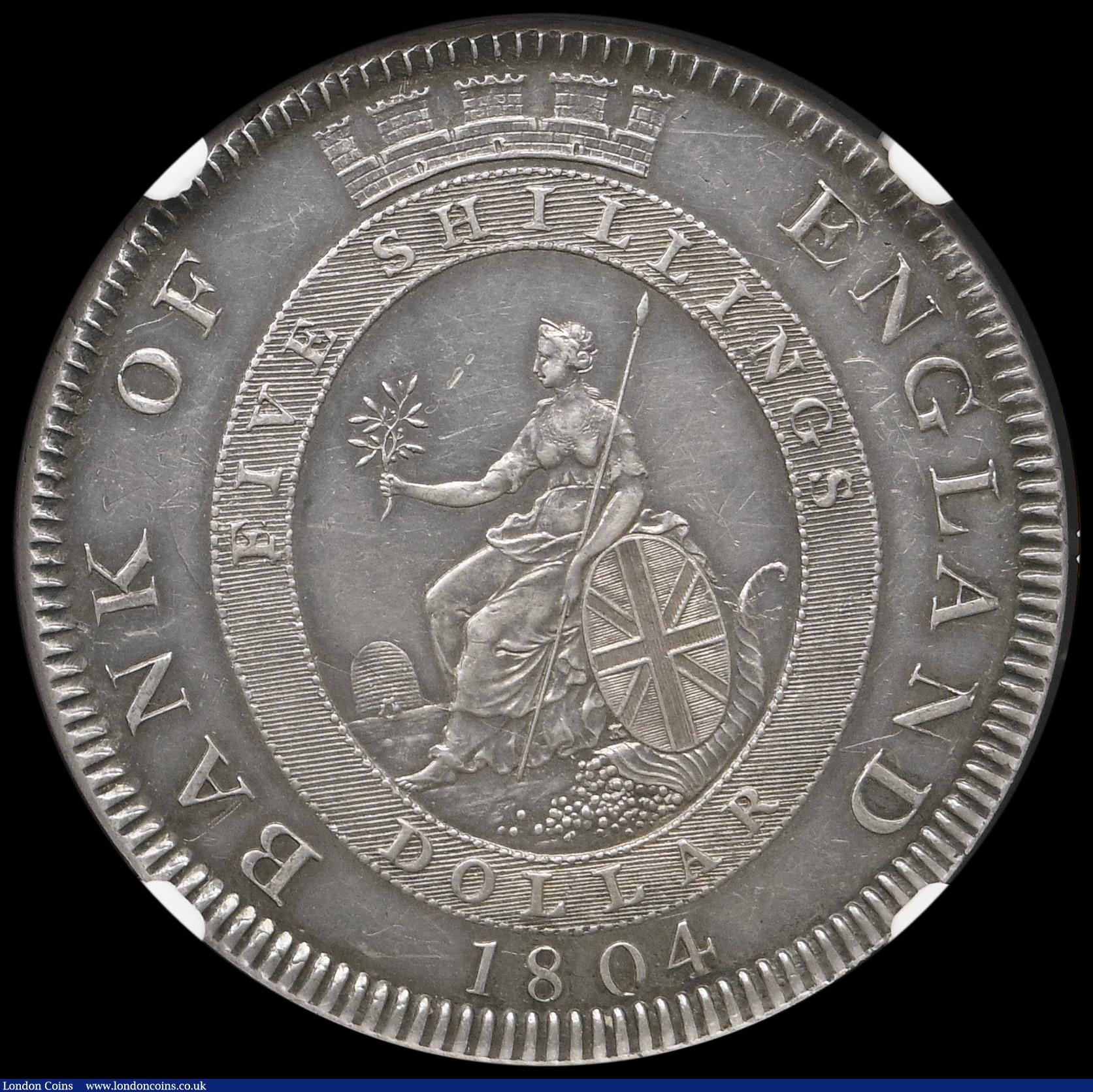 London Coins : A194 : Lot 1149 : Dollar Bank of England 1804 Obverse A, Reverse 2, ESC 144, Bull 1925, pleasantly toned sharp and pro...