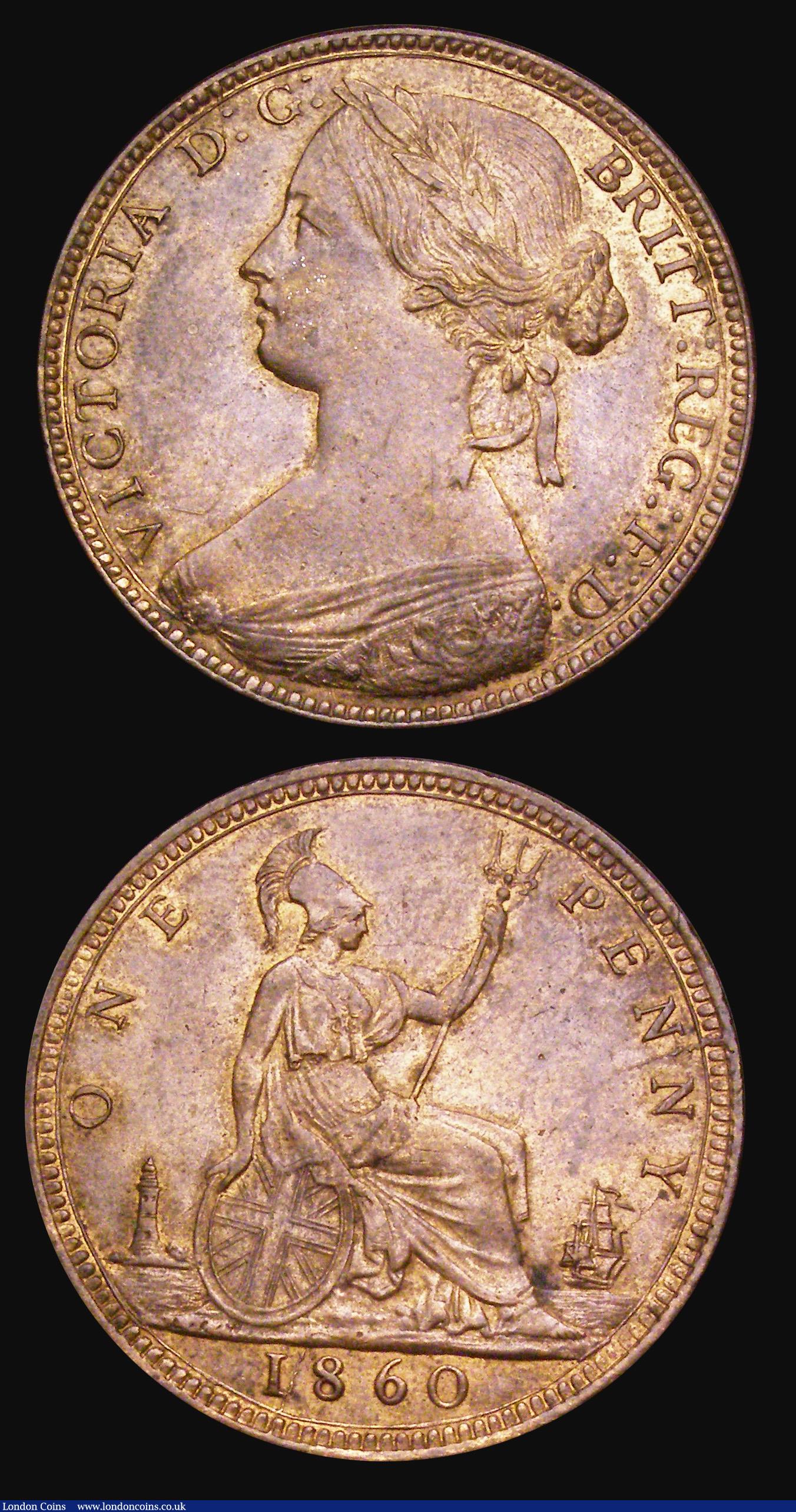 London Coins : A194 : Lot 1444 : Penny 1860 Freeman 10 dies 2+D (2) both EF