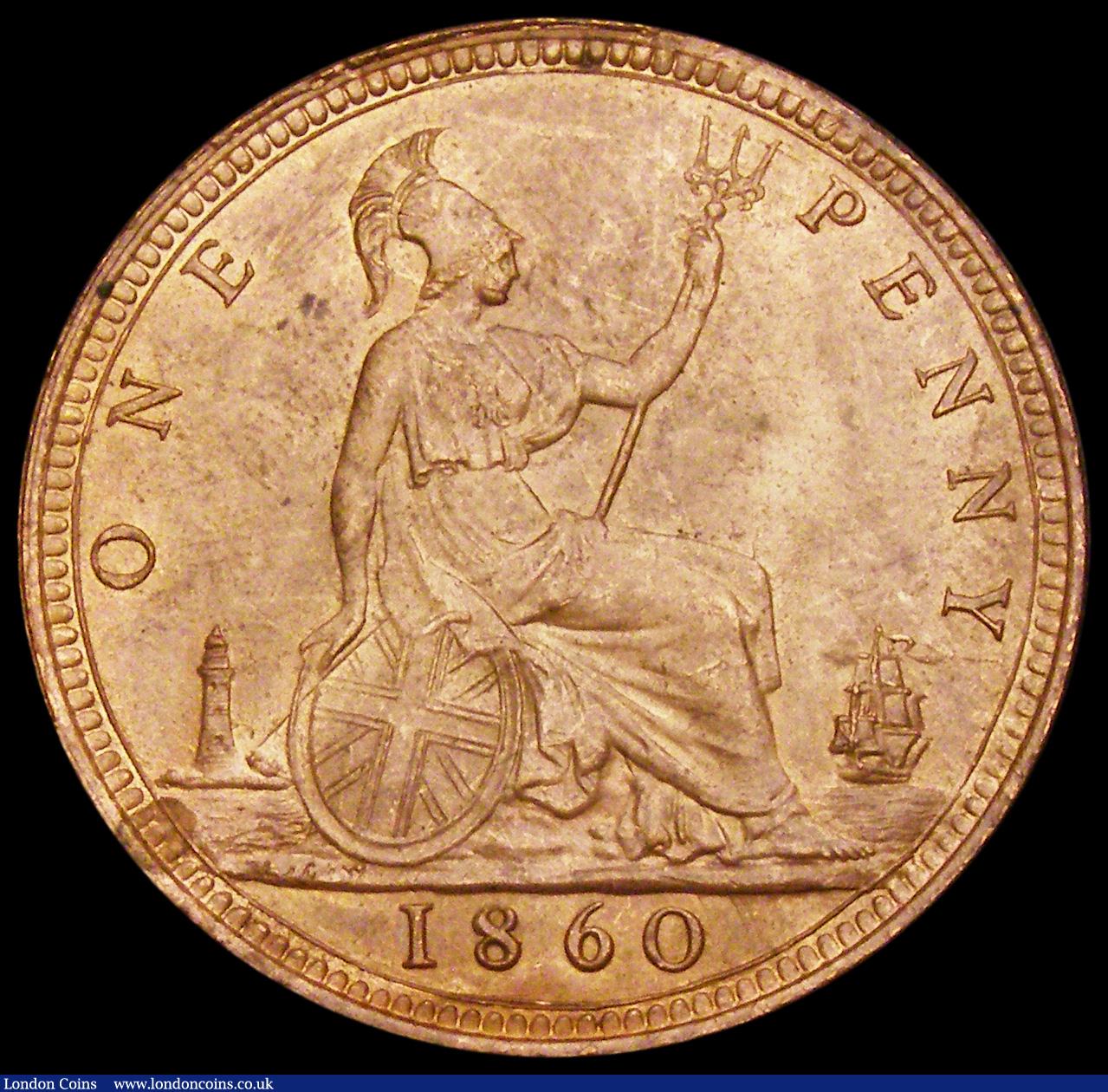 London Coins : A194 : Lot 1445 : Penny 1860 Freeman 10 dies 2+D Lustrous UNC