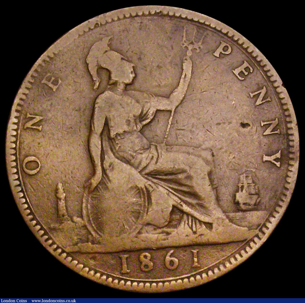 London Coins : A194 : Lot 1449 : Penny 1861 Freeman 24 dies 4+F about Fine and rated R17 by Freeman desirable thus
