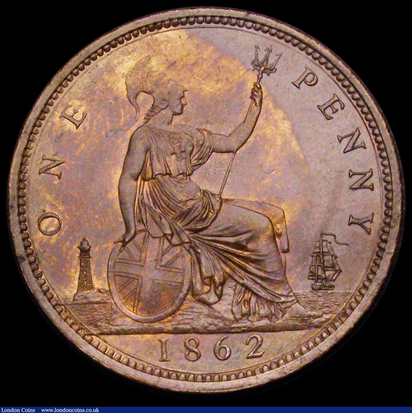 London Coins : A194 : Lot 1453 : Penny 1862 Freeman 39 dies 6+G UNC with a decent amount of lustre 