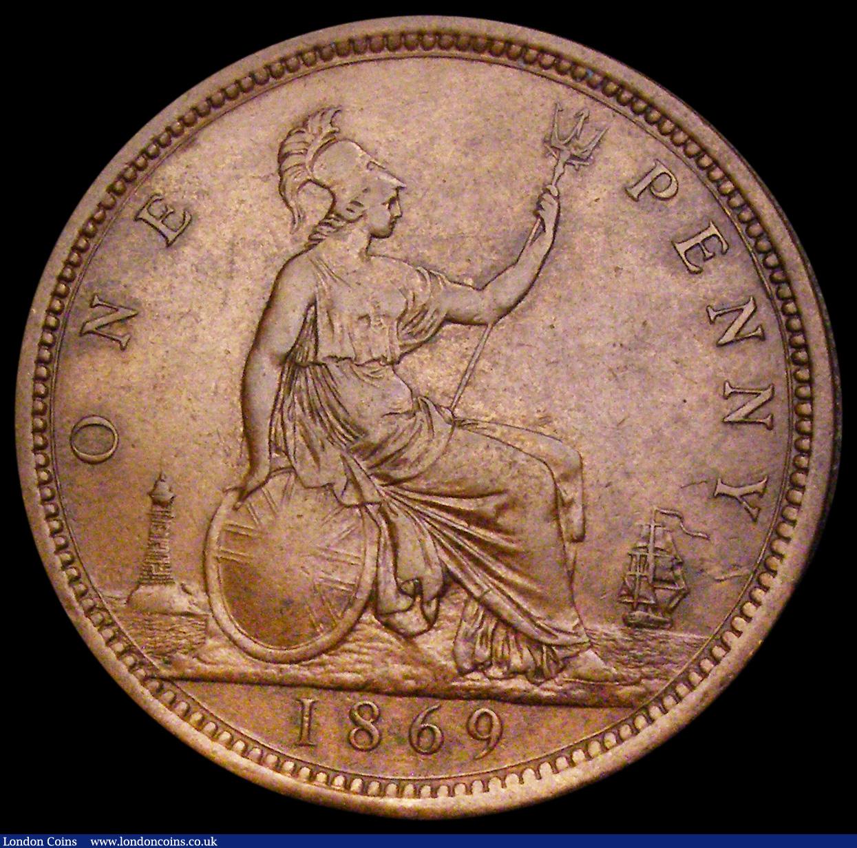 London Coins : A194 : Lot 1459 : Penny 1869 Freeman 59 dies 6+G VF or better rare and desirable thus