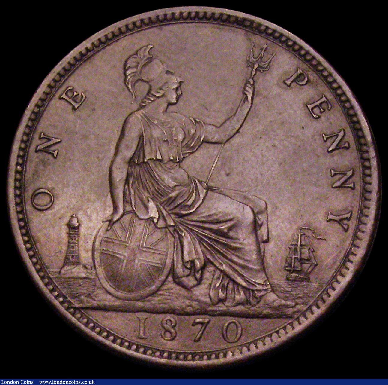 London Coins : A194 : Lot 1460 : Penny 1870 Freeman 60 dies 6+G EF