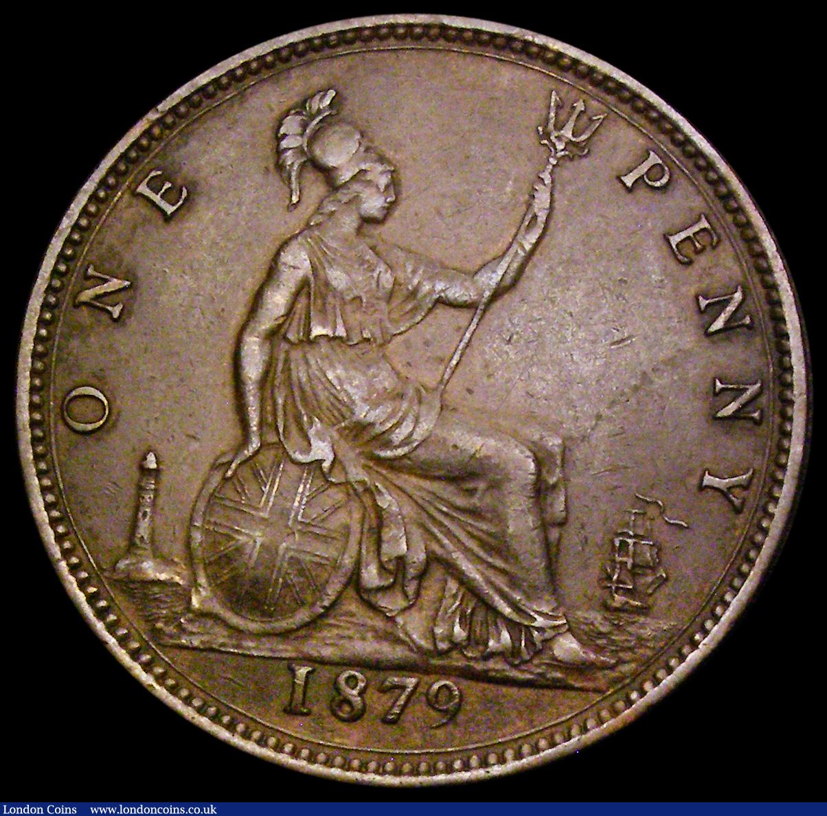 London Coins : A194 : Lot 1468 : Penny 1879 Close Date Freeman 98 dies 9+K VF, rare
