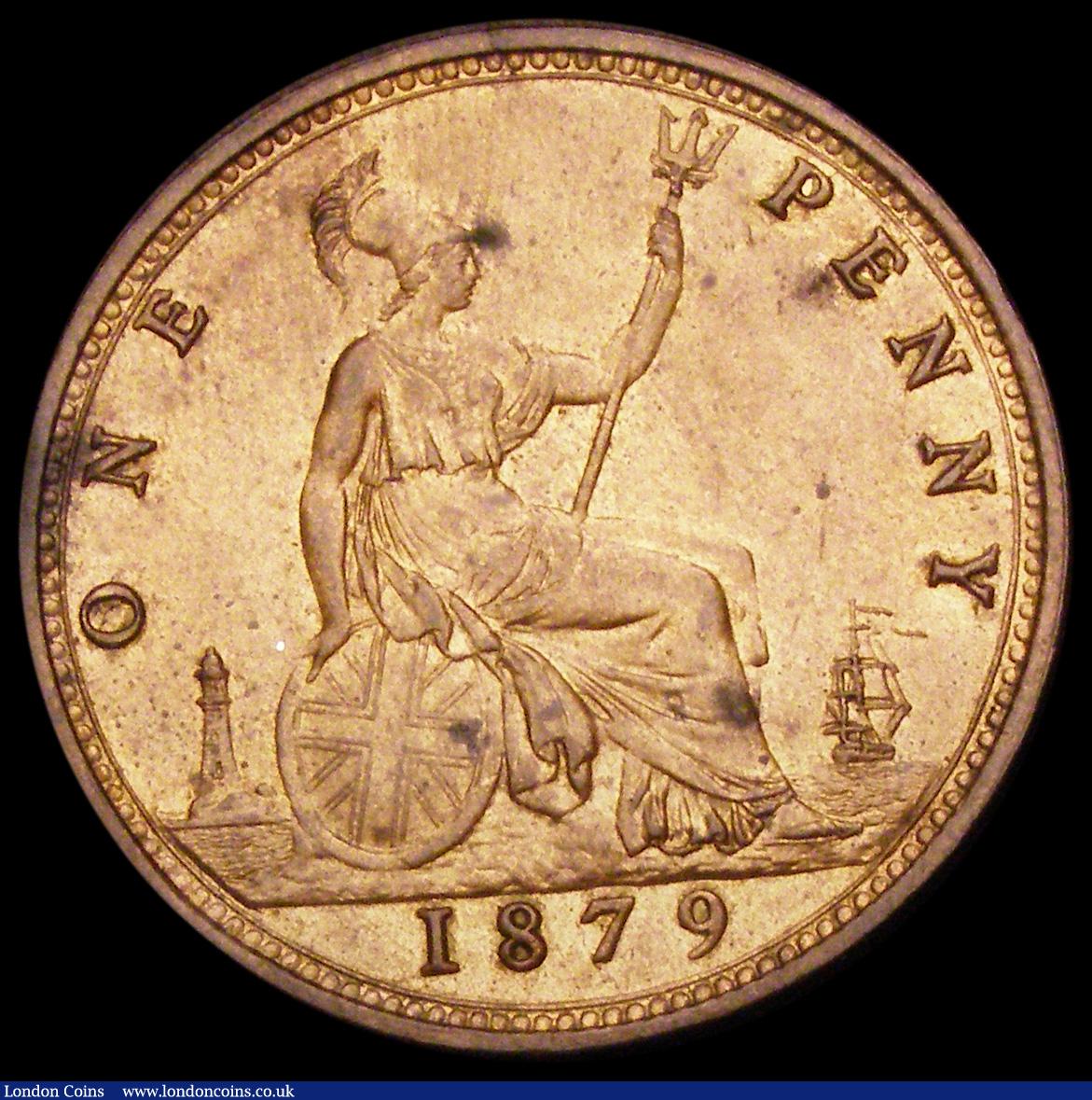 London Coins : A194 : Lot 1469 : Penny 1879 Freeman 97 dies 9+J UNC with good, slightly subdued lustre and a few small spots