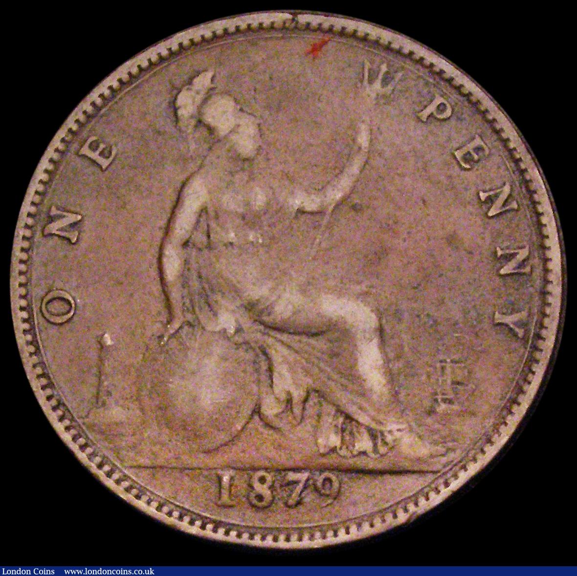 London Coins : A194 : Lot 1470 : Penny 1879 Narrow Date Freeman 98 dies 9+K VG with some pitted surfaces