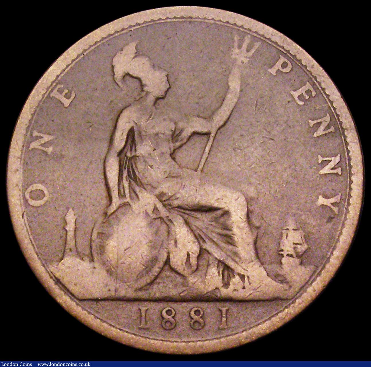 London Coins : A194 : Lot 1472 : Penny 1881 Freeman 105 dies 10+J Near Fine, scarce