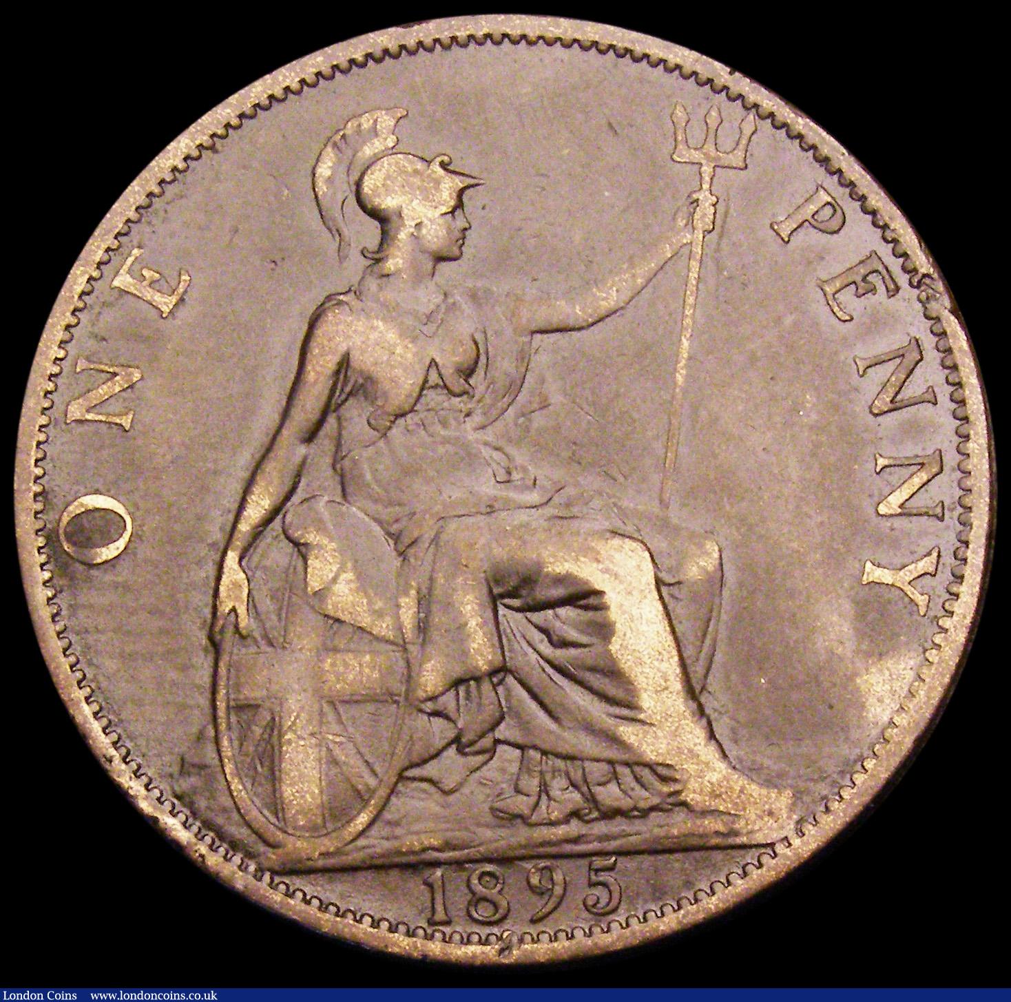 London Coins : A194 : Lot 1477 : Penny 1895 P of PENNY 2mm from trident Freeman 139 dies 1+A, Fine or better