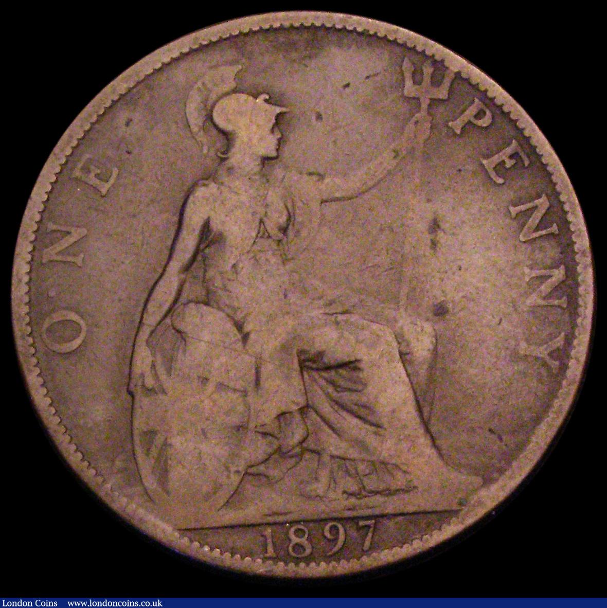 London Coins : A194 : Lot 1479 : Penny 1897 Dot between O and N of ONE Gouby BP1897B VG the variety clear