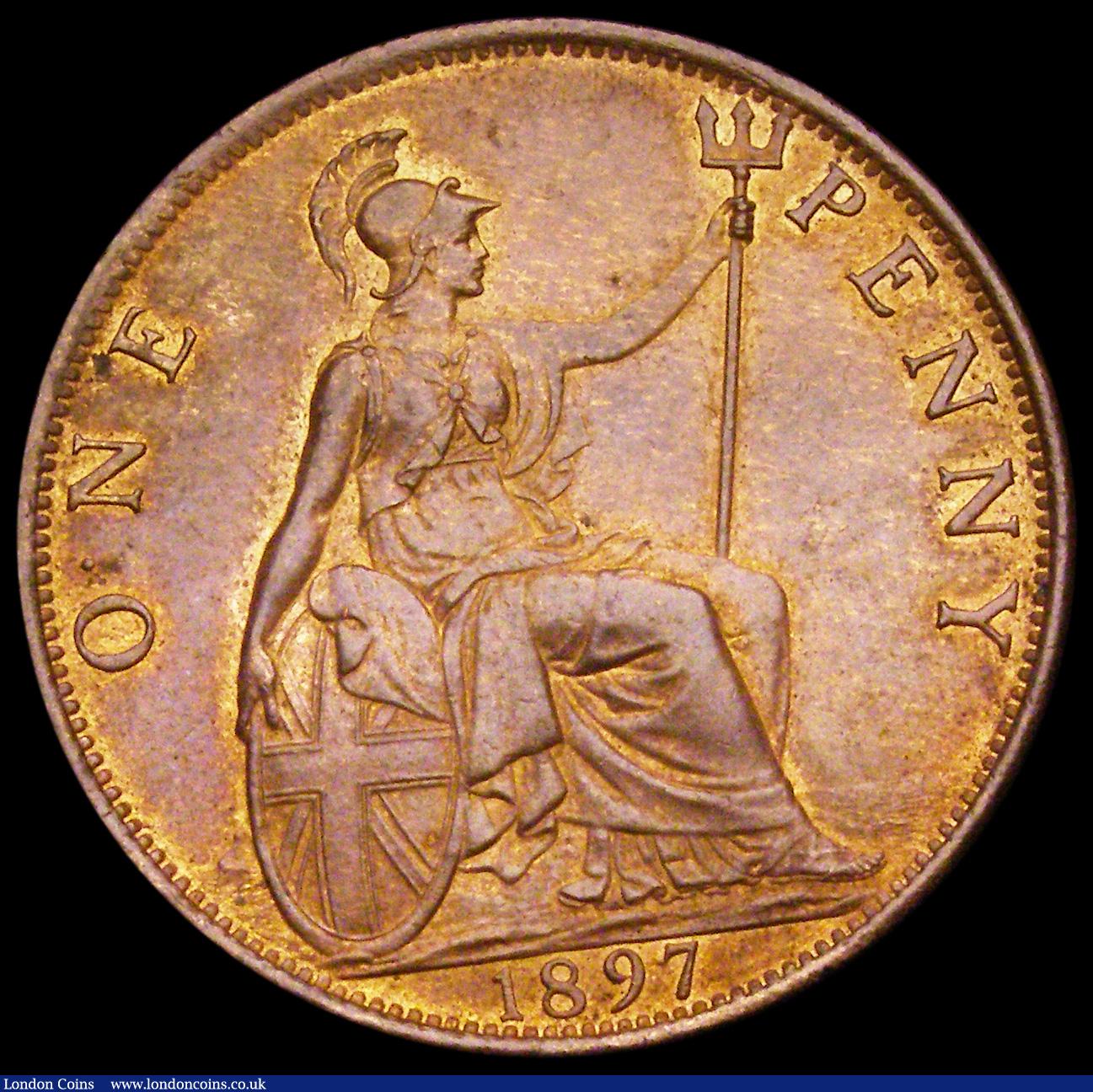 London Coins : A194 : Lot 1480 : Penny 1897 Dot between O and N of PENNY Gouby BP1897B A/UNC, usually only found in low grade, extrem...