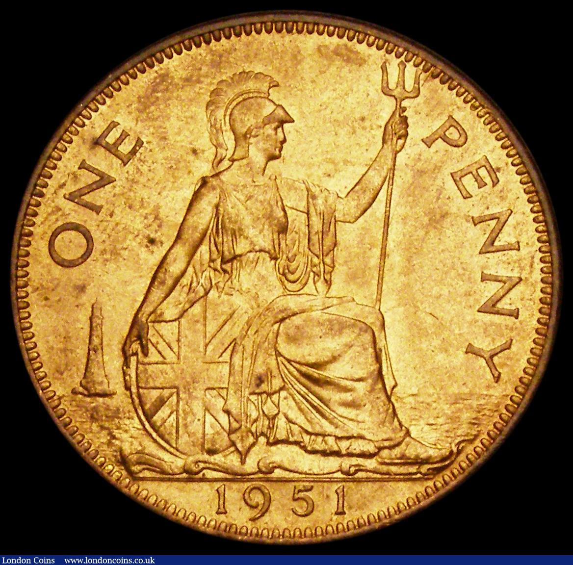 London Coins : A194 : Lot 1491 : Penny 1951 Freeman 242 dies 3+C UNC with practically full lustre