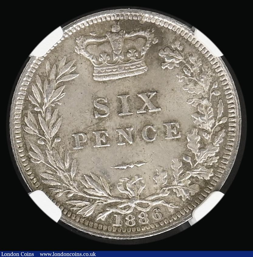 London Coins : A194 : Lot 1612 : Sixpence 1886 ESC 1748, Bull 3260 NGC MS63 and with pleasing subtle tone