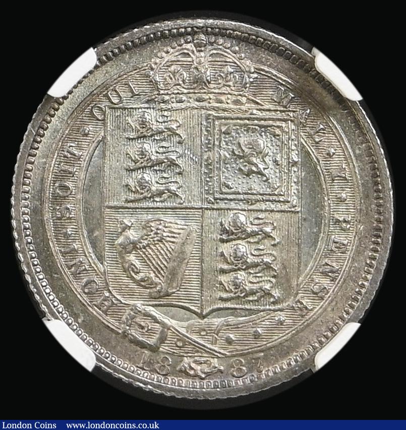 London Coins : A194 : Lot 1613 : Sixpence 1887 Jubilee Head, Withdrawn type, ESC 1752, Bull 3264, in an NGC holder and graded MS64