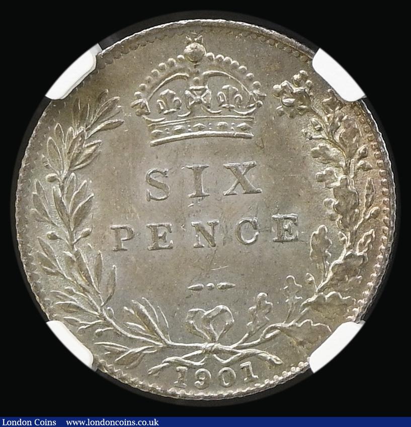 London Coins : A194 : Lot 1623 : Sixpence 1901 ESC 1771, Bull 3294 Choice Unc and graded MS63 by NGC
