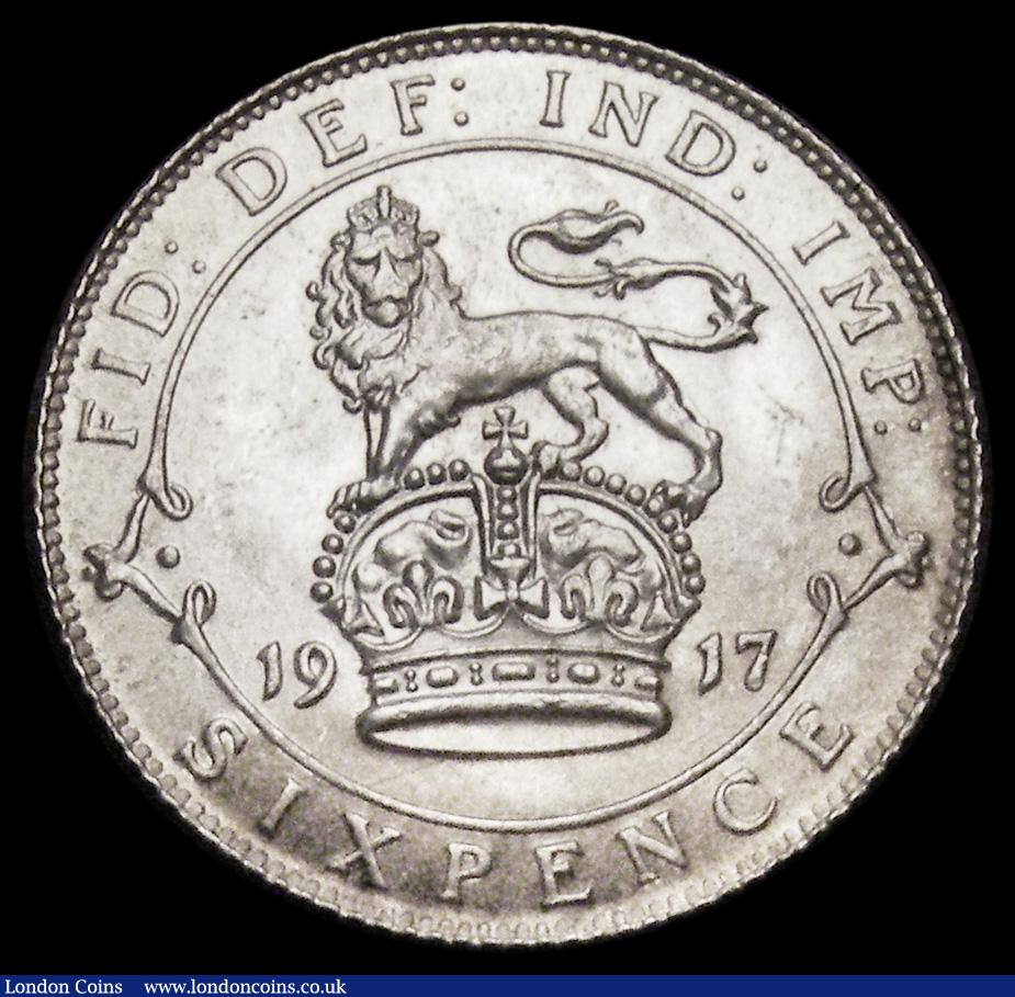 London Coins : A194 : Lot 1629 : Sixpence 1917 ESC 1802, Bull 3878, Lustrous UNC and scarce thus