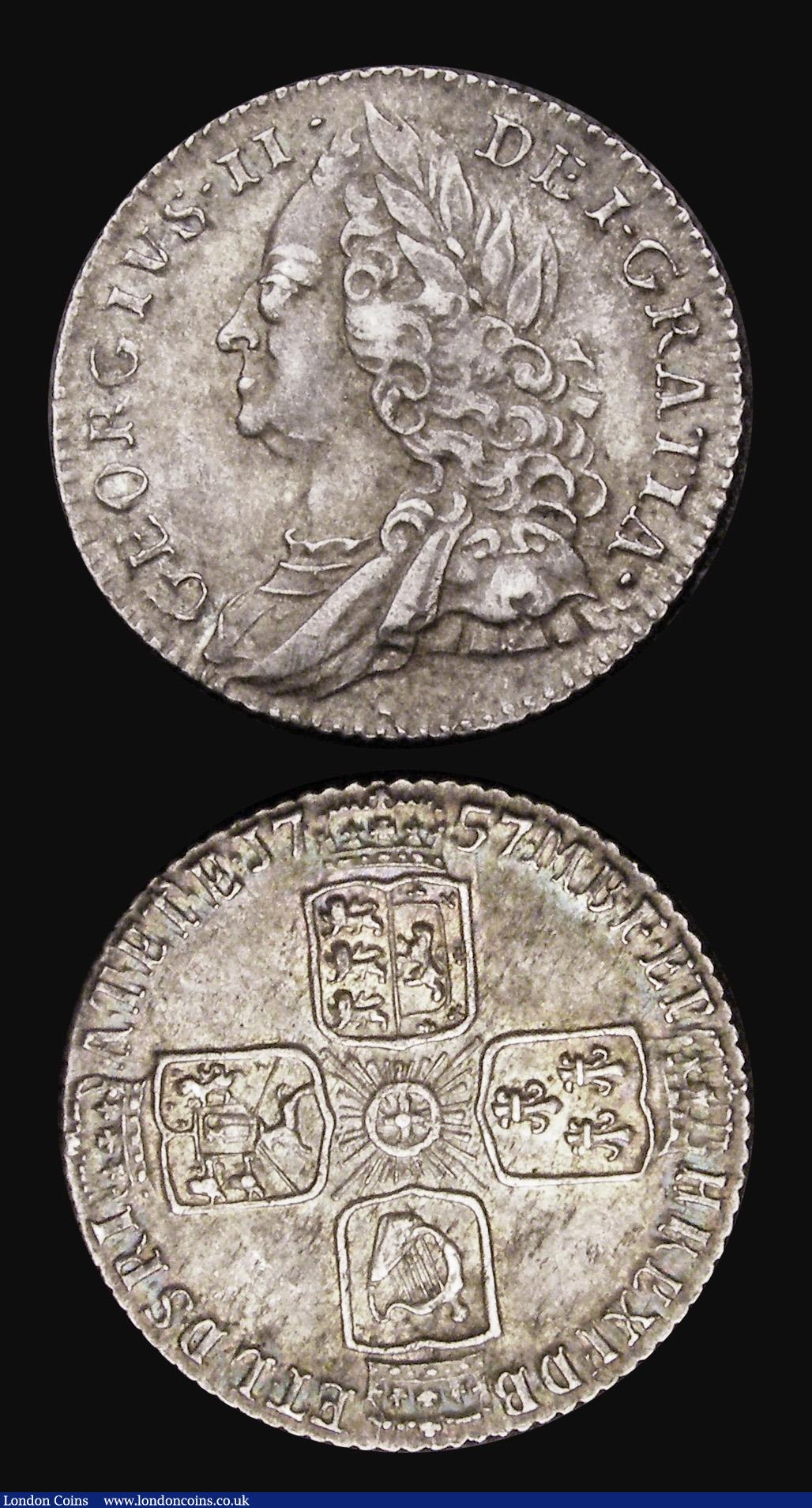 London Coins : A194 : Lot 1636 : Sixpences (2) 1723 SSC near Fine and 1757 toned EF