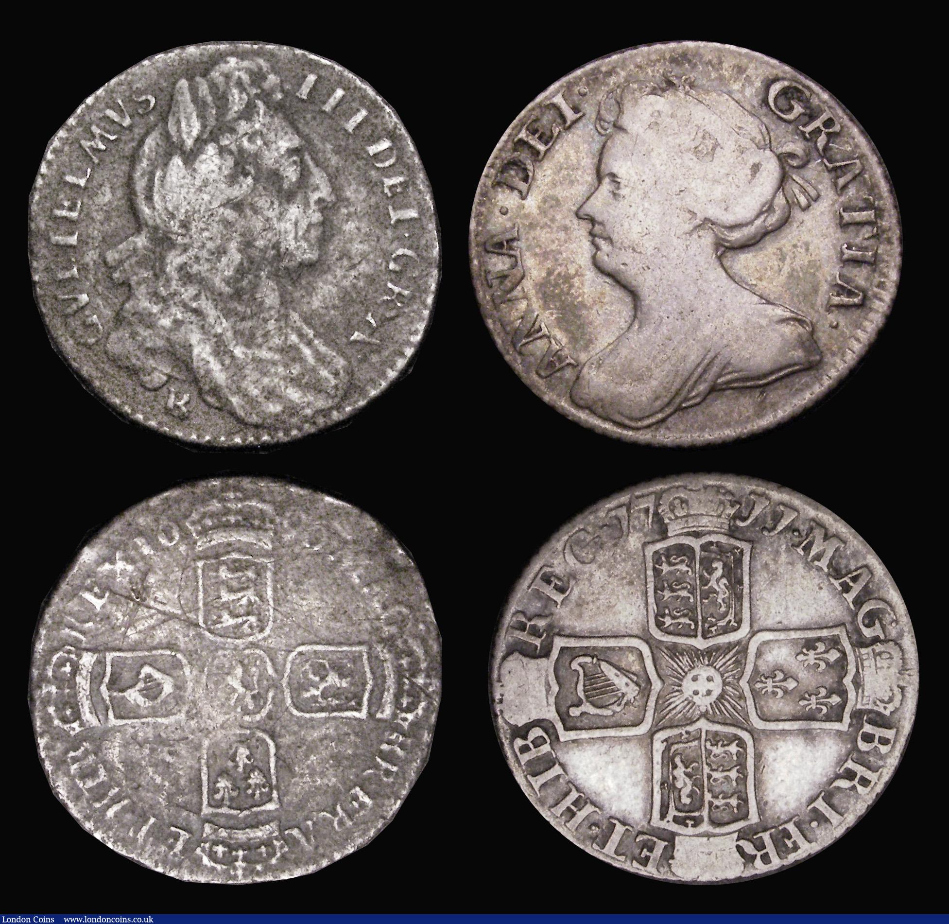 London Coins : A194 : Lot 1642 : Sixpences (4) 1696, 1696B, 1696N, 1711 Fair - Near Fine