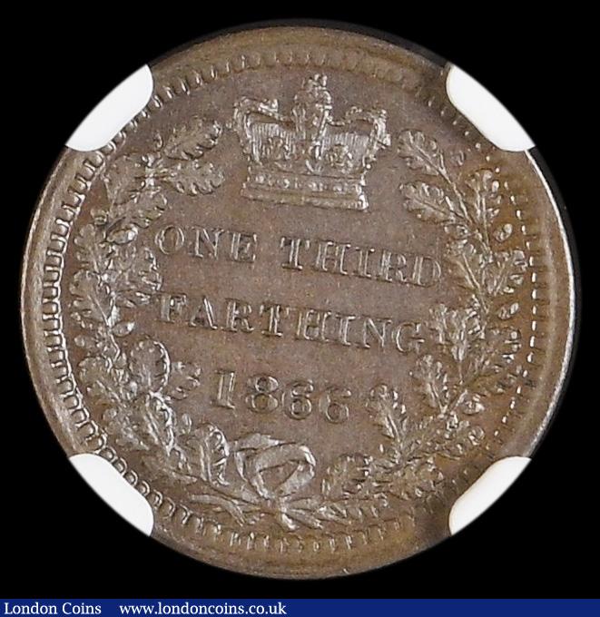 London Coins : A194 : Lot 1713 : Third Farthing 1866 Bronze Proof Peck 1927 FDC and graded PF64BN by NGC