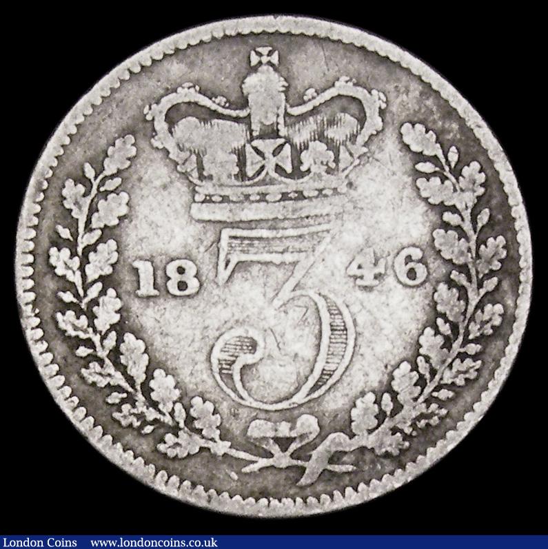London Coins : A194 : Lot 1736 : Threepence 1846 ESC 2056, Bull 3373 Near Fine, Very rare, rated R3 by Bull