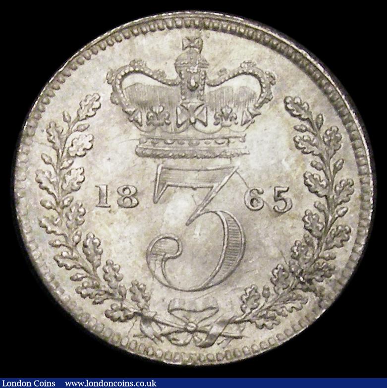 London Coins : A194 : Lot 1739 : Threepence 1865 ESC 2072, Bull 3403 Lustrous EF with touches of golden tone