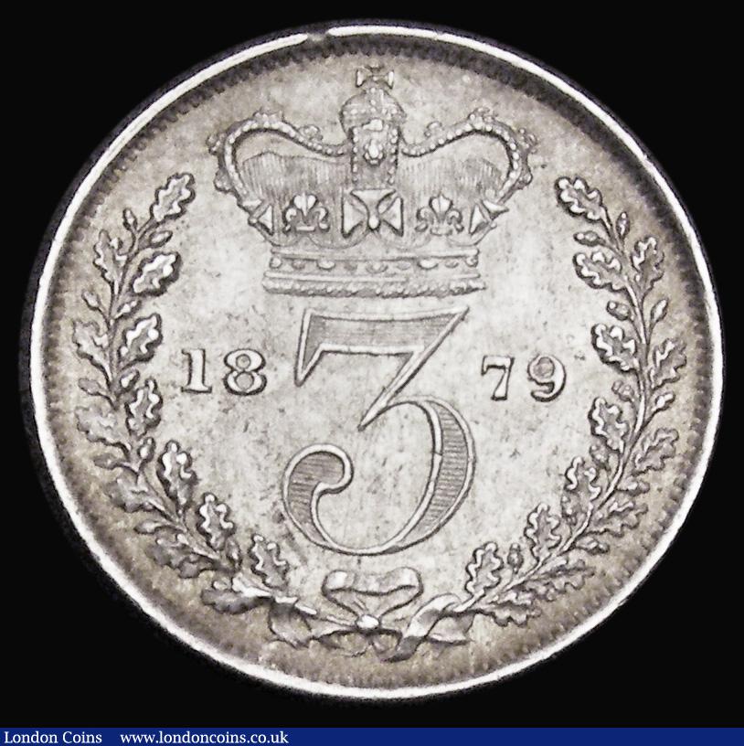 London Coins : A194 : Lot 1742 : Threepence 1879 ESC 2085 UNC or near so with a couple of small rim nicks