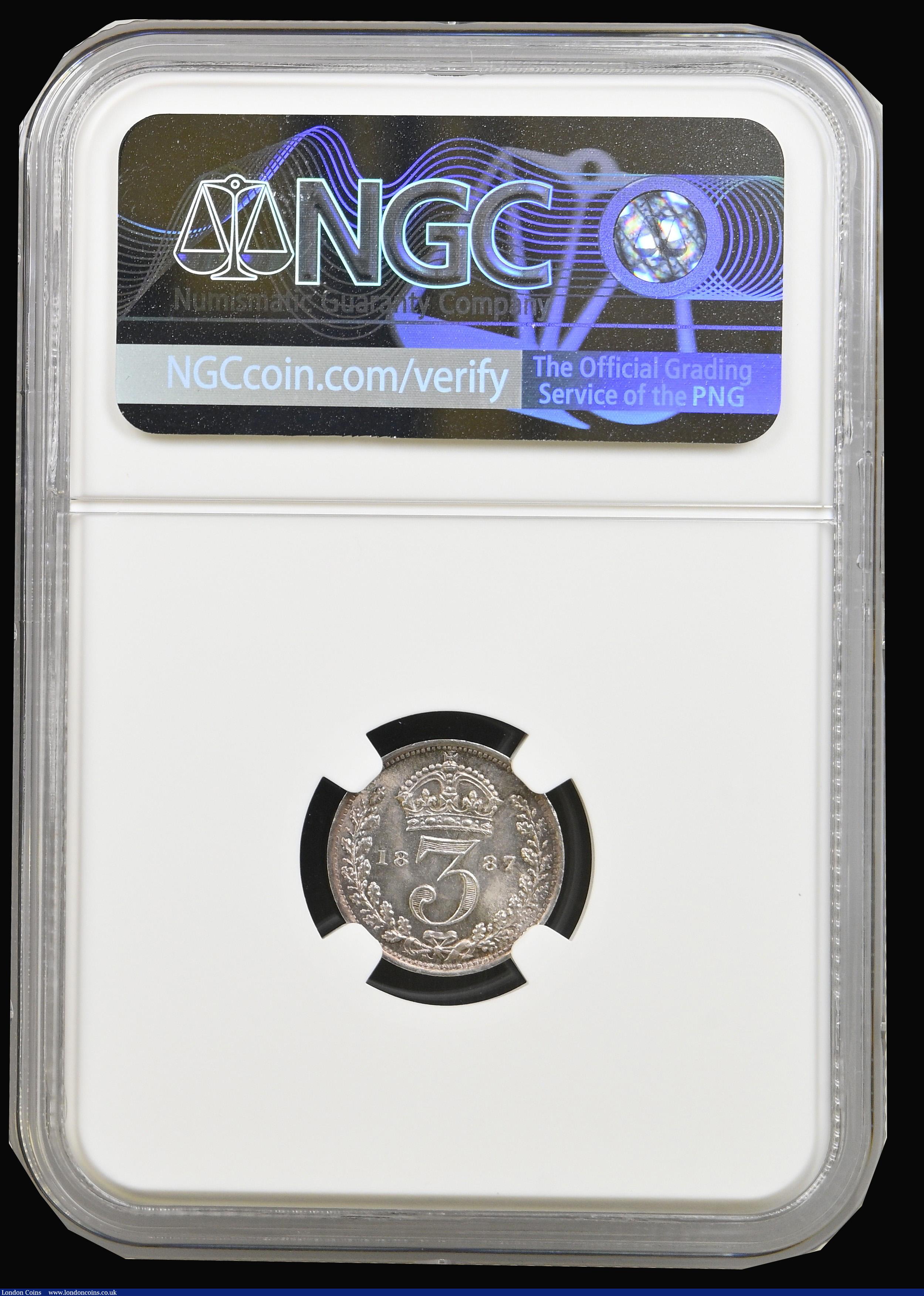 London Coins : A194 : Lot 1744 : Threepence 1887 Jubilee Head NGC MS65 desirable thus