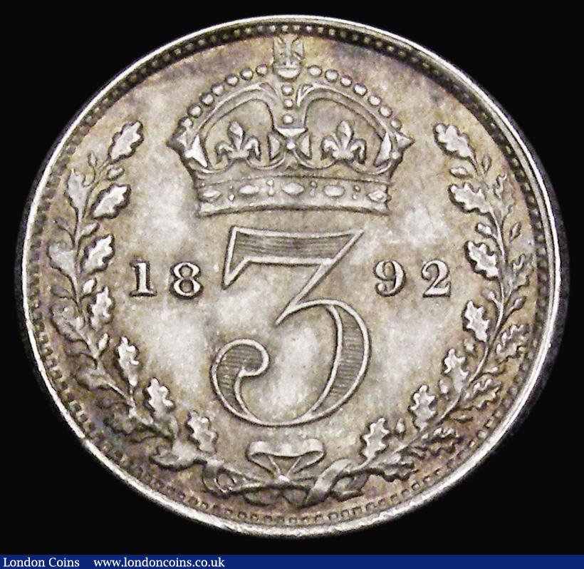 London Coins : A194 : Lot 1747 : Threepence 1892 Unc and choice Bull 3442