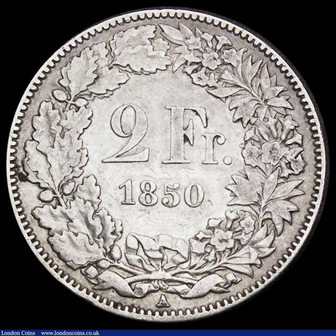 London Coins : A194 : Lot 746 : Switzerland 2 Francs 1850 A KM#10 Fine