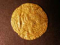 London Coins : A122 : Lot 1232 : Half Noble Edward III treaty period 1361-69. S. 1507. Good fine, slight crease mark.