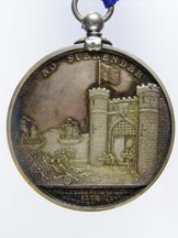 London Coins : A124 : Lot 1708 : Apprentice Boys of Derry 1814, silver medal by W.S.Mossop, 41mm.dia., with bead & ri...