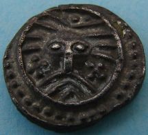 London Coins : A124 : Lot 1843 : Frisian/Danish Sceat circa 695-740, series x. Facing wodan head, R. monster facing right. S....